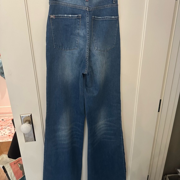 Alice + Olivia Blue Floral Embroidered Flare Jeans - Picture 13 of 15